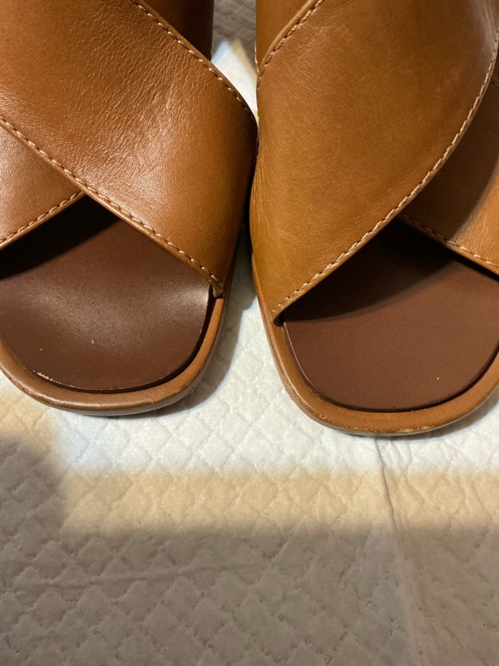 Tory Burch Tan Leather Crisscross Wedge Slingbacks - Picture 3 of 7